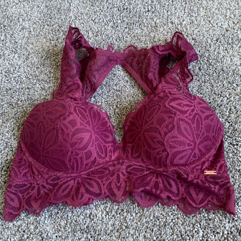 PINK Maroon Lace Bra